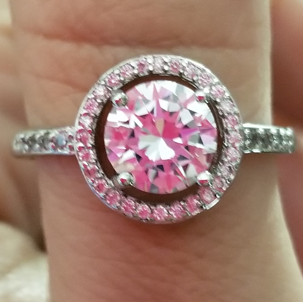 Sterling Silver Halo Solitaire Ring 1.5ct CZ, Sz 6, 9 & 10 - Picture 2 of 6